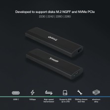 TooQ Shura Caja externa para unidad de estado sólido (SSD) Negro M.2
