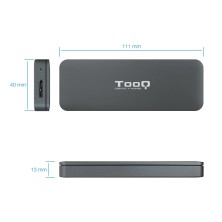 TooQ TQE-2281G caja para disco duro externo Caja externa para unidad de estado sólido (SSD) Gris M.2