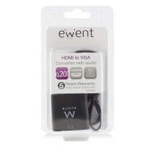 Ewent EW9864 adaptador de cable de vídeo 0,2 m HDMI VGA, 3.5mm Negro