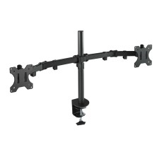 TooQ Soporte de Mesa Giratorio e Inclinable para 2 Pantallas (Monitor   TV Plasma   LCD   LED) 13” – 32”, de Dos Brazos, Negro