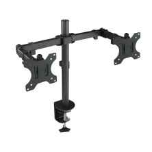 TooQ Soporte de Mesa Giratorio e Inclinable para 2 Pantallas (Monitor TV Plasma LCD LED) 13” – 32”, de Dos Brazos, Negro