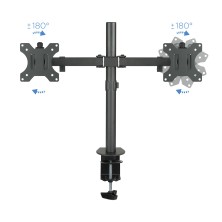 TooQ Soporte de Mesa Giratorio e Inclinable para 2 Pantallas (Monitor TV Plasma LCD LED) 13” – 32”, de Dos Brazos, Negro