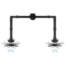 TooQ Soporte de Mesa Giratorio e Inclinable para 2 Pantallas (Monitor TV Plasma LCD LED) 13” – 32”, de Dos Brazos, Negro