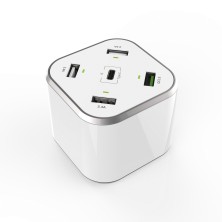 Cargador AISENS 48W 5 Puertos 3x USB-A 1x USB-C 1x USB QC3.0, Blanco