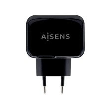 Cargador USB AISENS | 17W 5V/3.4A | 2xUSB | Con Control AI | Negro