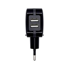 AISENS Cargador USB 17W 5V 3.4A, 2xUSB Con Control AI, Negro