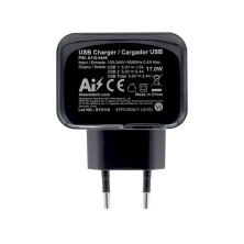 AISENS Cargador USB 17W 5V 3.4A, 2xUSB Con Control AI, Negro