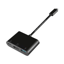 AISENS Conversor USB C a HDMI USB-C Tipo A USB 3.0, 3 en 1, Negro, 15cm