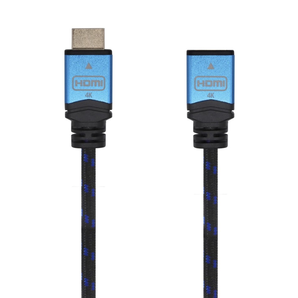 AISENS Cable HDMI V2.0 Prolongador Premium Alta Velocidad   HEC 4K@60Hz 18Gbps, A M-A H, Negro Azul, 3.0m