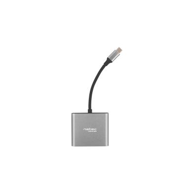 ADAPTADOR USB | NATEC | MULTIPUERTO | USB C - USB A - HDMI | 4K| PLATA