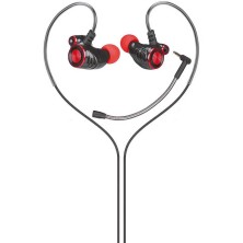 HP DHE-7002 Auriculares Alámbrico gancho de oreja, Dentro de oído Llamadas Música Negro, Rojo
