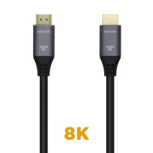 AISENS Cable HDMI V2.1 Ultra Alta Velocidad   HEC 8k@60Hz 48Gbps, A M-A M, Gris Negro, 3.0m