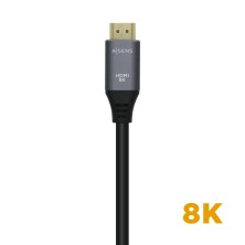 AISENS Cable HDMI V2.1 Ultra Alta Velocidad   HEC 8k@60Hz 48Gbps, A M-A M, Gris Negro, 3.0m