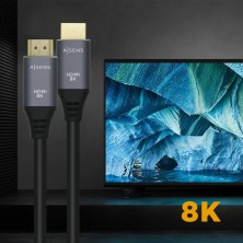 AISENS Cable HDMI V2.1 Ultra Alta Velocidad   HEC 8k@60Hz 48Gbps, A M-A M, Gris Negro, 3.0m