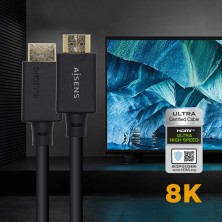 AISENS Cable HDMI V2.1 Ultra Alta Velocidad   HEC Certificado 8k@60Hz 48Gbps, A M-A M, Negro, 3.0m