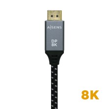 AISENS Cable Displayport V1.4 8k@60hz, DP M-DP M, Gris Negro, 2.0m