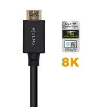 AISENS Cable HDMI V2.1 Ultra Alta Velocidad   HEC Certificado 8k@60Hz 48Gbps, A M-A M, Negro, 1.5m