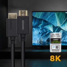 AISENS Cable HDMI V2.1 Ultra Alta Velocidad   HEC Certificado 8k@60Hz 48Gbps, A M-A M, Negro, 1.5m