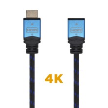 AISENS Cable HDMI V2.0 Prolongador Premium Alta Velocidad   HEC 4K@60Hz 18Gbps, A M-A H, Negro Azul, 2.0m