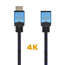 AISENS Cable HDMI V2.0 Prolongador Premium Alta Velocidad HEC 4K@60Hz 18Gbps, A M-A H, Negro Azul, 2.0m