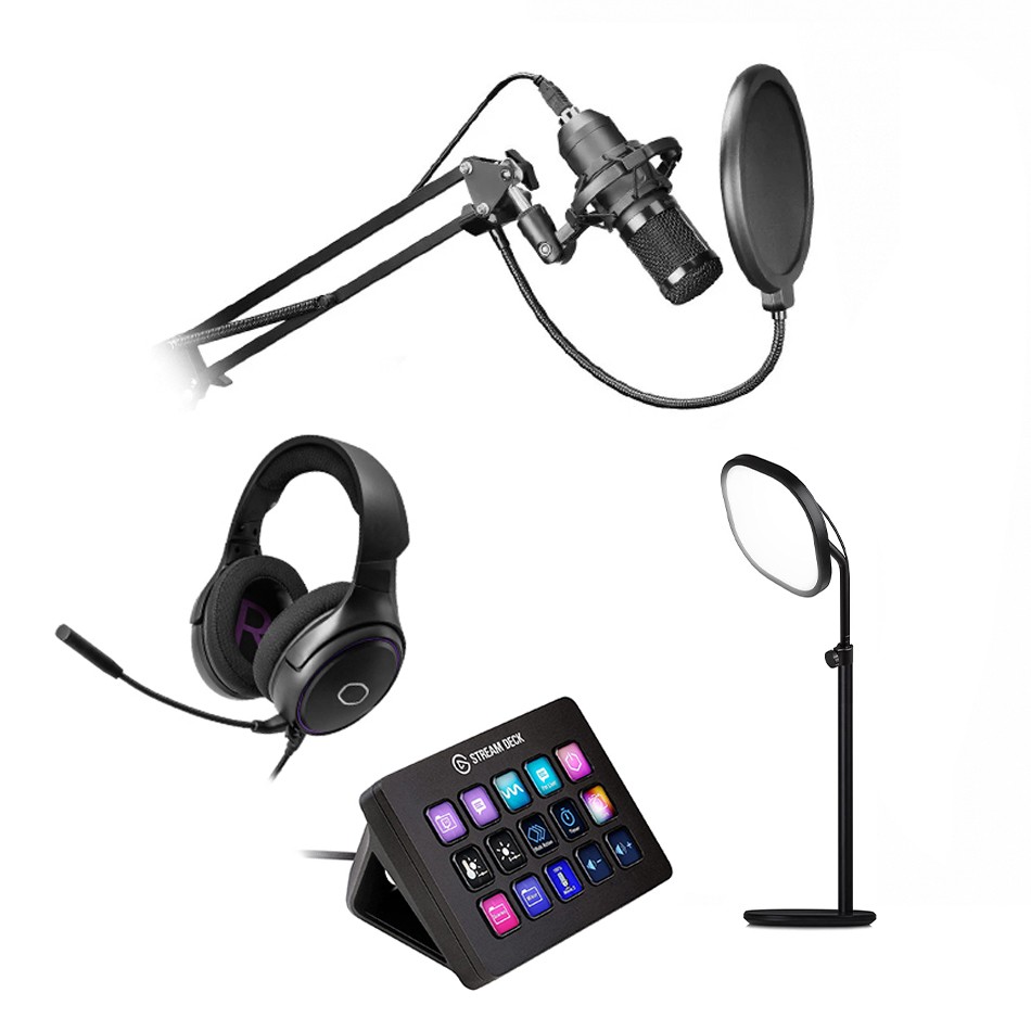 Pack Streaming con Micrófono, auriculares, stream deck y más