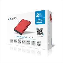 AISENS Caja Externa 2,5" ASE-2525RED 9.5mm SATA a USB 3.0 USB3.1 Gen1, Rojo