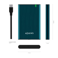 AISENS Caja Externa 2.5" ASE-2525PB 9.5 mm SATA A USB 3.0 USB 3.1 Gen1, Azul Pacifico