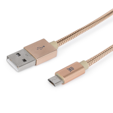 CABLE USB 2.4 | MAILLON | DISPOSITIVOS | USB A - MICRO USB B | DORADO | 1M