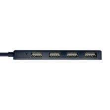 AISENS Hub USB 2.0, Tipo A/M - 4 x Tipo A/H, Negro, 30 cm