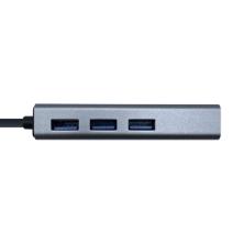 AISENS Conversor USB 3.0 a ethernet gigabit 10/100/1000 Mbps + Hub 3 x USB 3.0, Gris, 15 cm