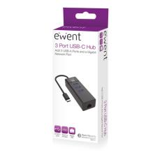 Ewent EW1141 hub de interfaz USB 3.2 Gen 1 (3.1 Gen 1) Type-C 5000 Mbit/s Negro