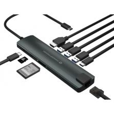 Conceptronic DONN06G hub de interfaz USB 3.2 Gen 1 (3.1 Gen 1) Type-C 5000 Mbit/s Negro, Plata