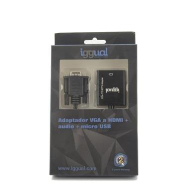 Adaptador iggual | VGA (D-Sub) - HDMI | 0,25 M | Negro