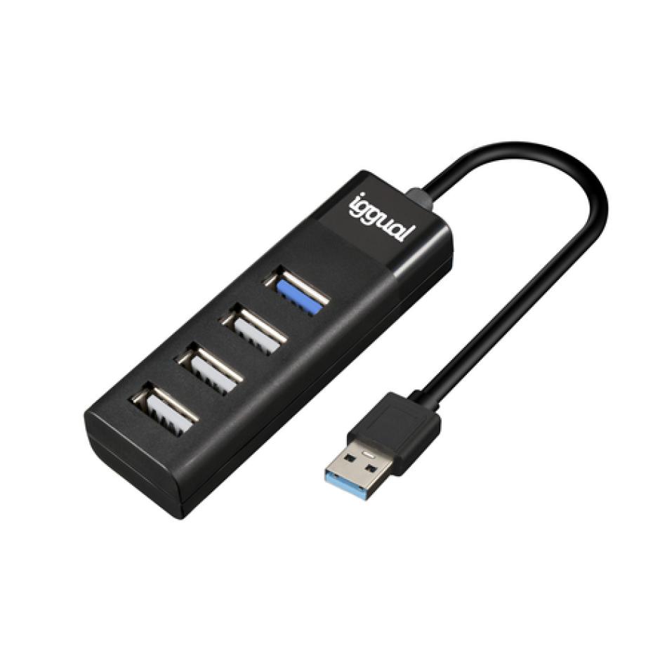 iggual IGG317686 hub de interfaz USB 3.2 Gen 1 (3.1 Gen 1) Type-A 5000 Mbit/s Negro