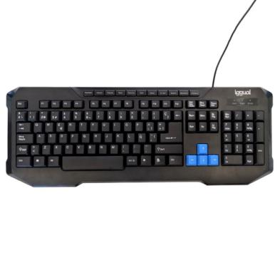 Teclado iggual IGG317495 | USB | QWERTY | Negro, Azul