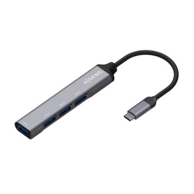 Hub USB AISENS | USB 3.1 USB-C | Tipo C/M - 4x Tipo A/H | 10 cm | Gris
