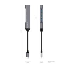 AISENS Hub USB 3.1 USB-C, Tipo C/M - 4x Tipo A/H, Gris, 10 cm