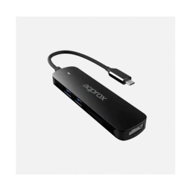 ADAPTADOR USB | APPROX | 5 EN 1 | DISPOSITIVOS | USB C - USB A - HDMI | NEGRO
