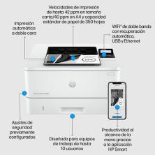 HP LaserJet Pro Impresora 4002dn, Estampado, Impresión a doble cara; Velocidades rápidas de salida de la primera página; Energét