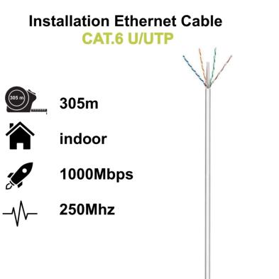Cable Red Ewent Bobina | Cat. 6 U/UTP | Negro | 305m