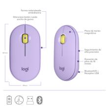 Logitech Pebble M350 ratón Ambidextro RF Wireless + Bluetooth Óptico 1000 DPI
