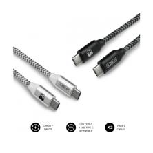 SUBBLIM PACK 2 CABLES USB TIPO USB-C A USB-C 1 M BLACK/SILVER