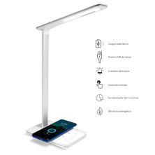 Lampara flexo phoenix con carga inalambrica movil - niveles de iluminacion - temporizador - puerto usb - control tactil blanca  