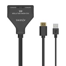 AISENS HDMI Duplicador 4K@30HZ 1×2 con Alimentación USB y Cable, Negro, 30 cm