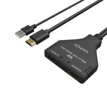 AISENS HDMI Duplicador 4K@30HZ 1×2 con Alimentación USB y Cable, Negro, 30 cm