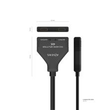 AISENS HDMI Duplicador 4K@30HZ 1×2 con Alimentación USB y Cable, Negro, 30 cm