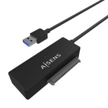 AISENS Adaptador ASE-35C02B SATA a USB-C USB 3.0/USB3.1 GEN1 para Discos Duros 2.5″” y 3.5″” con Alimentador, Negro