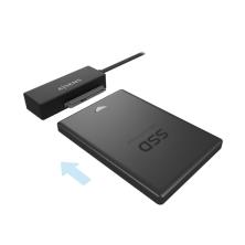 AISENS Adaptador ASE-35C02B SATA a USB-C USB 3.0/USB3.1 GEN1 para Discos Duros 2.5″” y 3.5″” con Alimentador, Negro