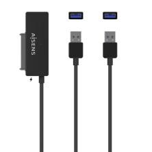 AISENS Adaptador ASE-35C02B SATA a USB-C USB 3.0/USB3.1 GEN1 para Discos Duros 2.5″” y 3.5″” con Alimentador, Negro