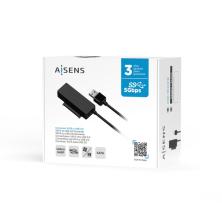 AISENS Adaptador ASE-35C02B SATA a USB-C USB 3.0/USB3.1 GEN1 para Discos Duros 2.5″” y 3.5″” con Alimentador, Negro